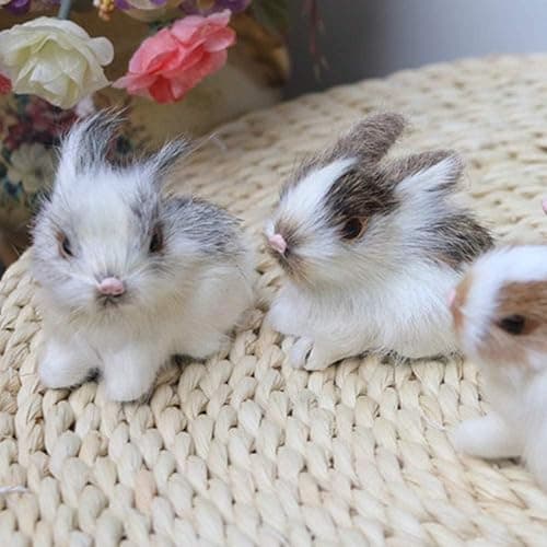 Htppzjr Mini Simulation Rabbits, Realistic Cute Plush Rabbits Lifelike Plush Bunny Realistic Rabbit Miniatures, White Rabbits Home Party Decors Model Gift Miniatures Decorations thumbnail 4