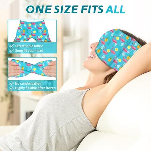 Conbella Migraine Relief Cap, Soothing Headache Ice Face Mask Products | Hot and Cold Therapy, Migraine Headache Relief Cap for Migraine, Sinus, Puffy Eyes, Tension, Stress and Hangover thumbnail 6