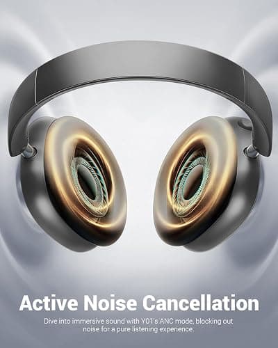 Wentronic Y01 Wireless Noise Canceling Headphones Bluetooth 5.3 Over Ear Headphones with Microphone, Hi-Res Audio, 48H Playtime, Foldable Comfortable Earpads,Compatible with iOS,Android,PC, Space Grey thumbnail 3