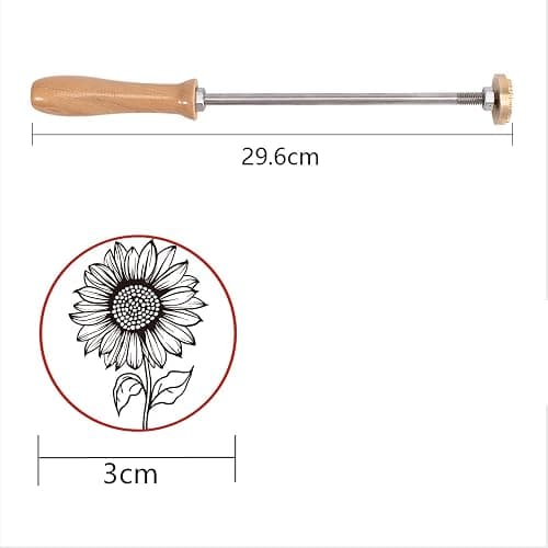SUPERFINDINGS Branding Iron - Sunflower Pattern, 1.2' Leather & Wood Handle for Baking, BBQ & Leather thumbnail 2