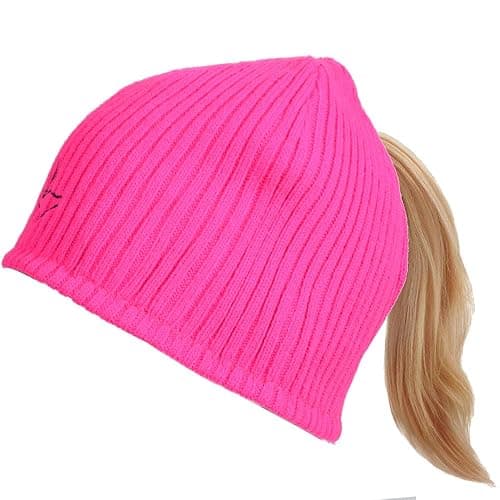 EDTREK Womens Performance Reversible Ponytail Beanie - Windproof Fleece Winter Hat for Hiking Hunting Fishing thumbnail 2