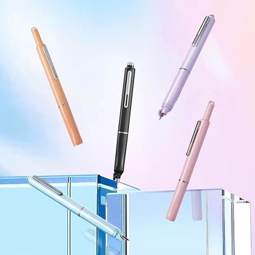 WRITECH Fountain Pen Fine Nib: Black Ink Retractable Pen Set Includes 5 Ink Cartridges Smooth Writing No leaking for Gift (Blue) thumbnail 7