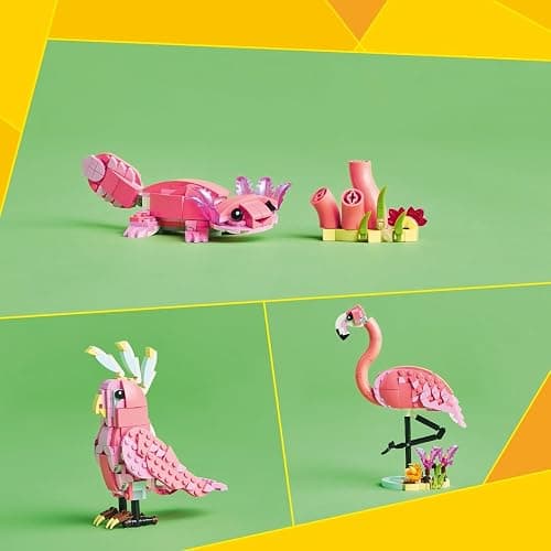 LEGO Creator 3 in 1 Wild Animals: Pink Flamingo Animal Building Toy - Building Toy with 3 Building Options, Pink Flamingo, Cockatoo, or Axolotl - Learning Toy for Kids, Ages 8+- 31170 thumbnail 2