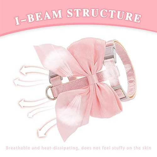 Tensho Pink Bow Cat Harness and Leash Set Escape Proof, Adjustable Kitten Harness with Leash, Bow Tie Cat Harness for Walking Outdoor - Soft Lightweight Harness for Small Dogs Cats Rabbits (S) thumbnail 3