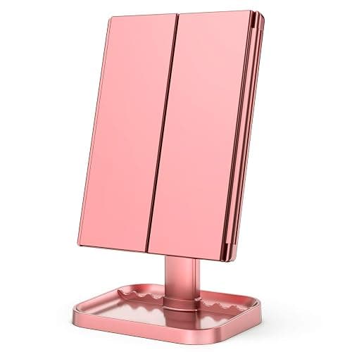 HUONUL Makeup Mirror, 10X 3X 2X Magnification, Lighted Makeup Mirror, Touch Control, Dual Power Supply, Portable LED Mirror, Women Gift (Rose Gold) thumbnail 4