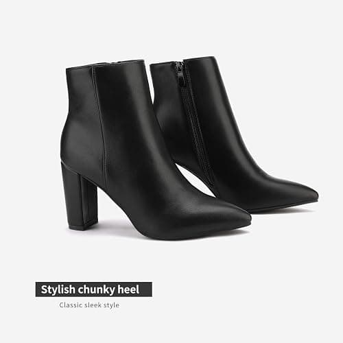 DREAM PAIRS Women's Chunky Heel Ankle Booties Pointed Toe Short Boots thumbnail 4