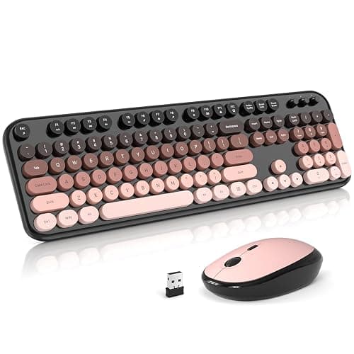 Atelus Wireless Keyboard and Mouse Combo, Typewriter Full Size Retro Keyboard with Number Pad, Ergonomic Design for Windows 7 8 10 11 PC Laptop Desktop, Home and Office Use - Image 1