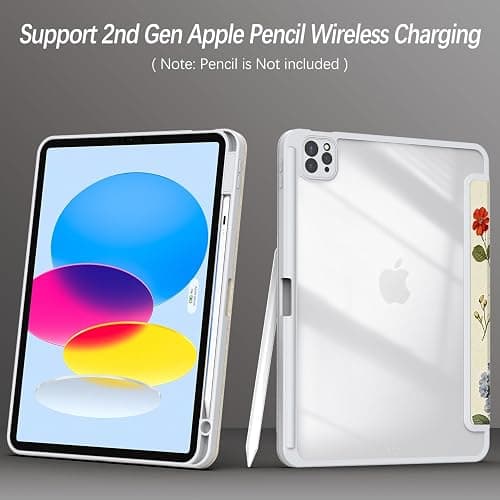 Xkladz Case for iPad Air 13 Inch M3 2025/M2 2024, iPad Pro 12.9 inch 6th /5th /4th/ 3rd Generation (2022/2021/2020/2018), Stand Case Cover with Pencil Holder/Clear Back, Auto Sleep/Wake, Wildflower thumbnail 3