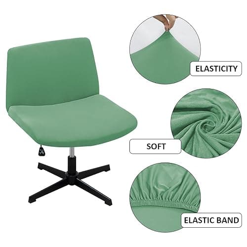 WYLEBER Stretch Armless Chair Covers,Swivel Criss Cross Chair Covers Slipcovers,Mid Back Wide Seat Office Desk Accent Chair Cover for Offices,Bedrooms,Dressers(Dark Green) thumbnail 2