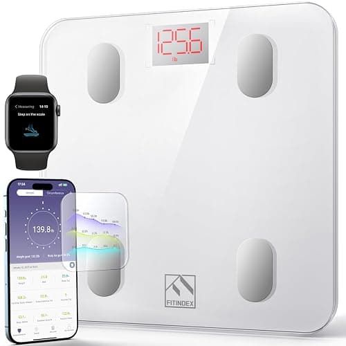 FITINDEX Smart Scale for Body Weight, FSA&HSA Eligible, Scale with BMI, Body Fat, Muscle Mass, Bluetooth,13 Body Composition Analyzer, Sync APP, Digital Bathroom, 400lb, White - Image 1