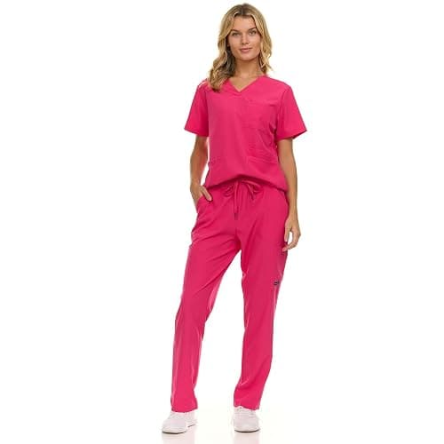 Nautica Women's Scrub Set, 9-Pocket Breathable & Stretchy Pants & Tops thumbnail 5