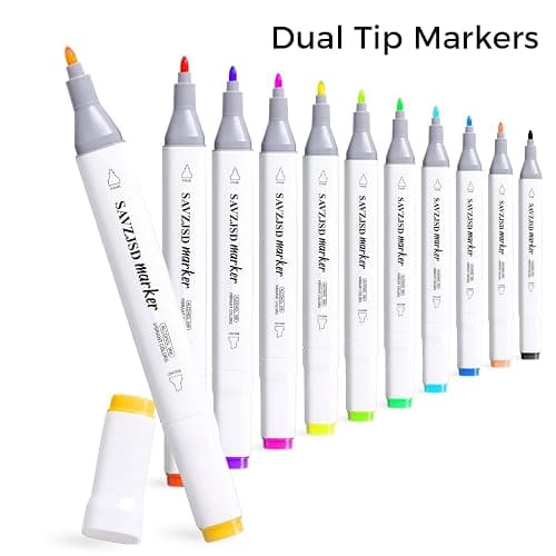 SAVZJSD 120 Colors Alcohol Markers, Dual Tips Alcohol-Based Art Markers for Kids and Adults in Coloring, Painting (Fine & Broad thumbnail 7