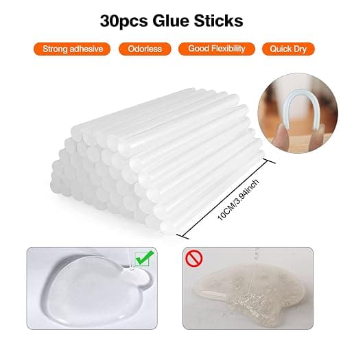 SHJADE Mini Hot Glue Gun Kit with 30 Glue Sticks - Fast Preheating Hot Melt Gun, High Temp for School Crafts DIY Arts and Quick Home Repairs(White) thumbnail 6