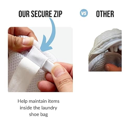 Shoe Washing Machine Bag for 1 Large Pair Shoes – Eliminate Sports Shoe Odor with Reusable Laundry Shoe Bags and Protect Clothes - White Mesh Shoe Bag for laundry items thumbnail 3