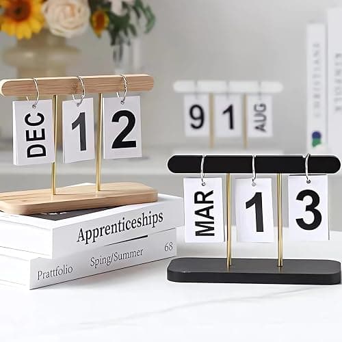 SUPTEC Perpetual Daily Flip Calendar for Desk 2026 Reusable Office Desktop Decor Home Accessories Photography Props (White) thumbnail 4