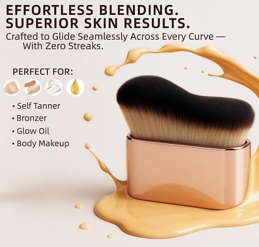 Diryi Professional Kabuki Foundation Brush, Self Tanner Brush, Large Body Makeup Brush, Full Body Tanning Brush for Liquid, Cream,Powder Makeup, Flawless Blending for Face, Legs, Arms & Body thumbnail 3