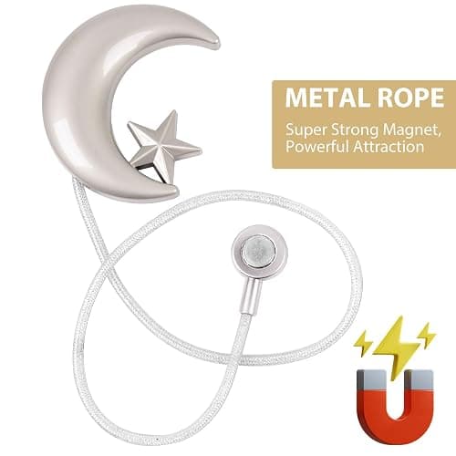 Curtain Tiebacks, 2 Pack Magnetic Curtain Tiebacks Star Moon Curtain tie Back Curtain holdbacks Magnetic Curtain Clips Curtain tie Backs Curtain Clips Holder for Window Draperies Hold Curtains Drape thumbnail 5