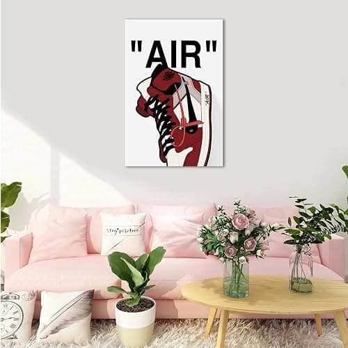 Sbemyenus Sneaker Poster, Canvas Wall Art Gym Shoes Shoebox Collection Aesthetic Cool Poster for Teen Boys Men Dorm Bedroom Living Room Wall Decor, Unframed 12x18Inch, Red thumbnail 2