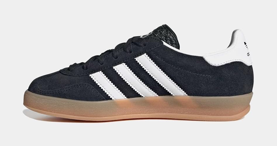 adidas Gazelle Indoor Grade School Lifestyle Shoes (Core Black/Cloud White/Gum) thumbnail 3