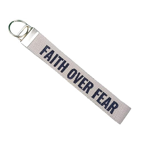 FAITH OVER FEAR embroidered keychain, Christian Gifts, Religious Gifts, Thanksgiving Gift - Image 1