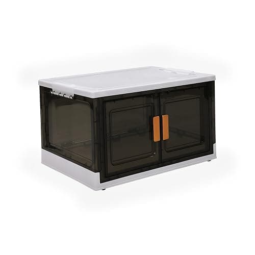 Vertical Box 86L Plastic Storage Cabinet with Wheels, Stackable and Collapsible Storage Boxes with Individual Lids, Toy Storage Container with Doors, Wardrobe, Home Office Organiser (Pack of 1) - Image 1