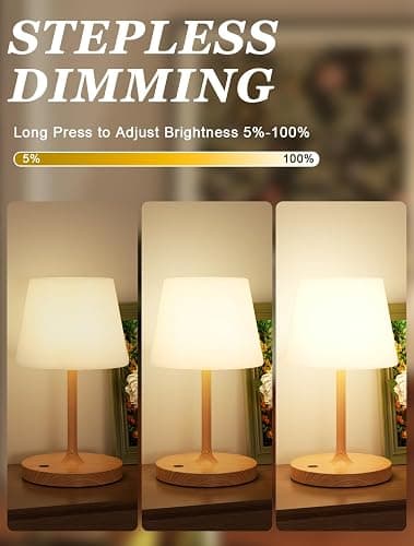 Kakanuo Cordless Shower Lamp Waterproof, Cordless Lamp with 4000mAh Battery, Rechargeable Table Lamp, Touch Dimmable Desk Light for Outdoor, Kitchen, Bathroom, Camping, Patio, IP54 thumbnail 2