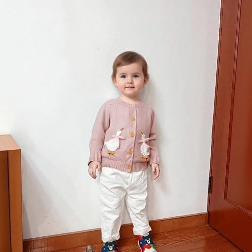 DovFanny Baby Toddler Girl Boy Cardigan Warm Sweater Knitted Long Sleeve Jumpers Cozy Coats Clothes with Cute Goose thumbnail 3