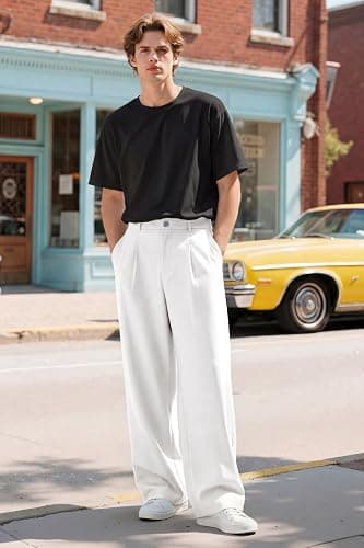 Heyfanee Mens Casual Pants Loose Fit Slacks for Men with Belt Loops thumbnail 6