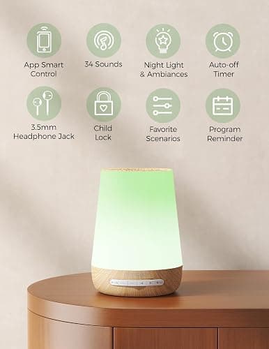 Baby Sound Machine, Momcozy White Noise Machine for Baby Sleeping with Night Light, Toddler Sleep Trainer with 34 Soothing Sounds, Timer, App Remote Control, Personal Sleep Routine(Wood Grain) thumbnail 2