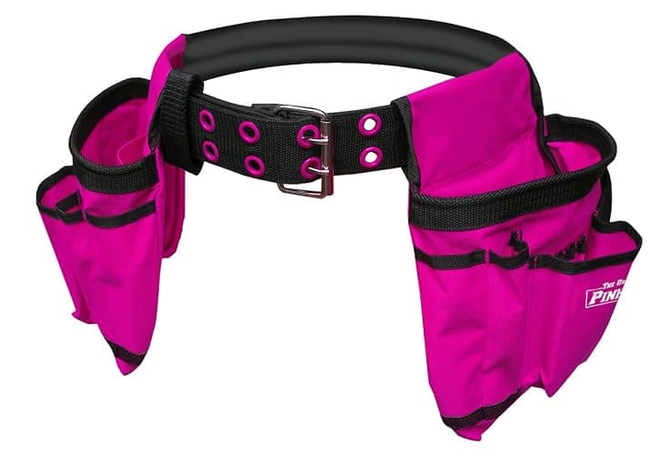 The Orignal Pink Box 2-Pouch 10-Pocket Canvas Tool Belt with Hammer Loop, and Adjustable Waist, Pink - Image 1