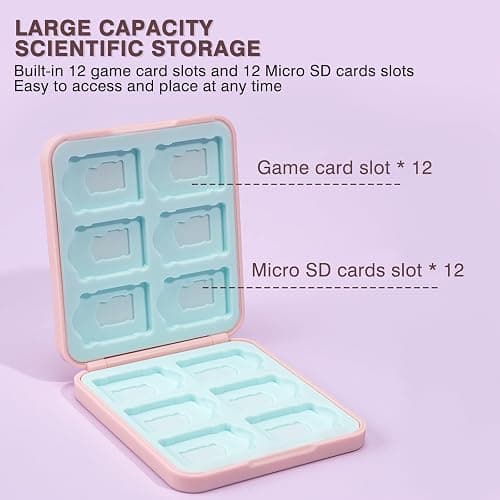 DLseego Cute Fox Game Case For Switch Lite / Switch / Switch OLED, 12 Slots Game Cards Holder and 12 Micro SD Card Slots, Portable Game Card Storage Cartridge Box thumbnail 3