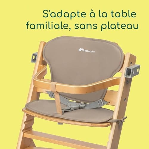 Bebeconfort Timba + Coussin, Chaise Haute Bébé Evolutive, 6 Mois - 99 Ans, Jusqu'à 110 kg, Plateau Amovible, Assise/Repose-pieds Réglables, Compatible avec Timba Baby, Bois Naturel + Beige thumbnail 6