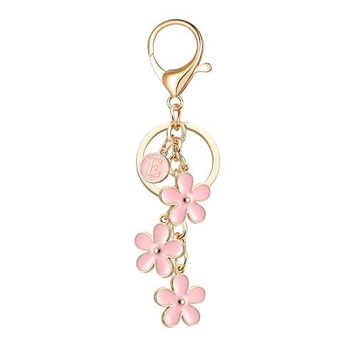 OUMILAN Initial Keychain Cute Flower Charms Keyring for Handbag Backpack–Personalized A-Z Letter Jewelry Gift for Women Girls - Image 1