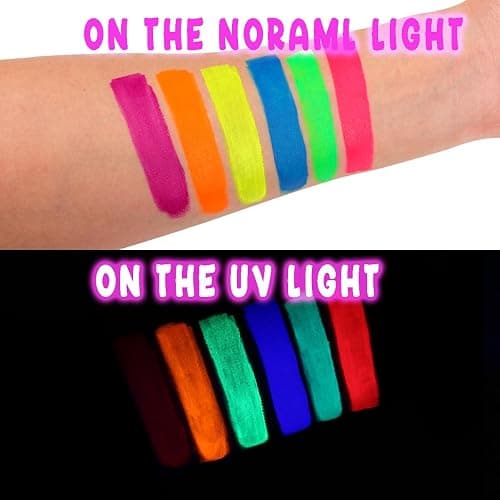 Depvision Glow in the Dark UV Face and Body Paint 6*10ml Neon Blacklight 0.34oz Reactive Fluorescent for Christmas Halloween Party Non-toxic thumbnail 6