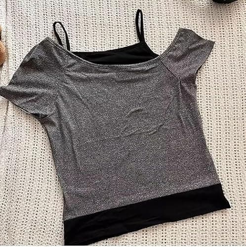 Y2k Baby Tee Women Crop Top Summer 2025 Streetwear 2000s Goth Emo Grunge Shirts Fake 2 Piece Grahpic Tees thumbnail 2
