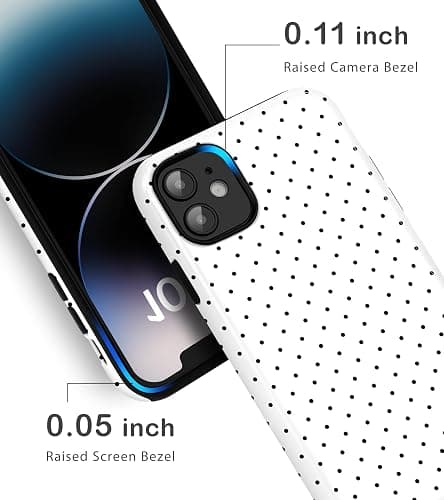 Amzfield for iPhone 12 Case for iPhone 12 Pro Case Cute Polka Dot Aesthetic Retro Design for Women Girls Fall Chic Girly Pretty Dual Layer Hybrid Protection Elegant Case for iPhone 12/12 Pro-White thumbnail 4