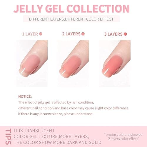 Vishine Glitter Nude Pink Gel Polish Iridescent Shimmer Jelly Neutral Color Skin Tone Clear Pink 8ml Sparkle Pink Natural Soak off UV LED Cured for Home Salon DIY Nail Art E030 thumbnail 5