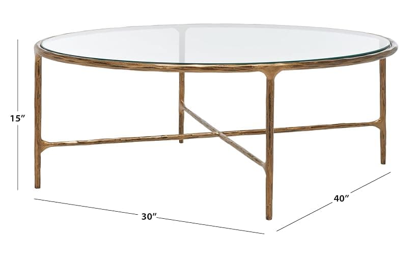 SAFAVIEH Couture Collection Jessa Brass Metal Oval Coffee Table (Fully Assembled) thumbnail 3