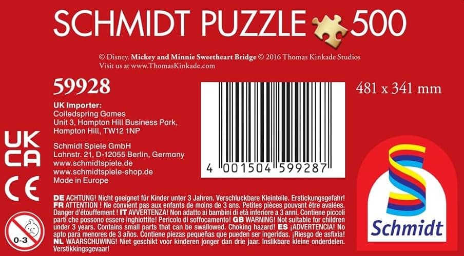 Schmidt Spiele 59928 Thomas Kinkade, Disney, Topolino e Minnie alle Hawaii, puzzle da 500 pezzi in una scatola nostalgica, colorato thumbnail 2
