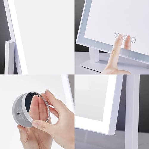 HIEEY Lighted Makeup Mirror, Hollywood Vanity Mirror with Lights, Three Color Lighting Modes, and 5X Magnification Mirror, Smart Touch Control, 360°Rotation (17.3in,White,Gift Box) thumbnail 5