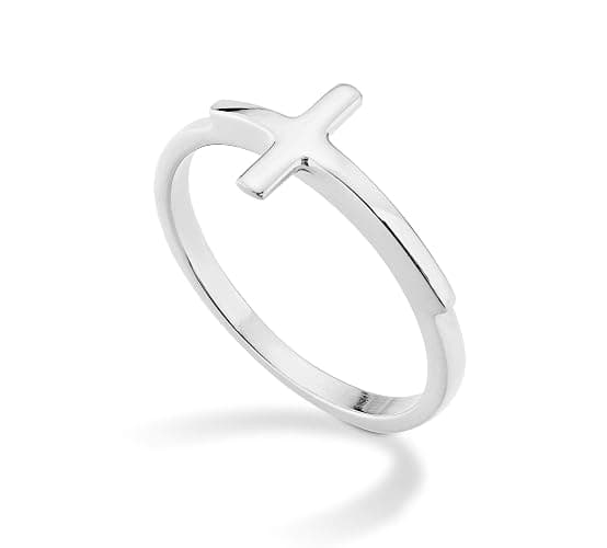 Miabella 925 Sterling Silver or 18K Gold Plated Sideways Cross Ring for Women Made in Italy - Image 1