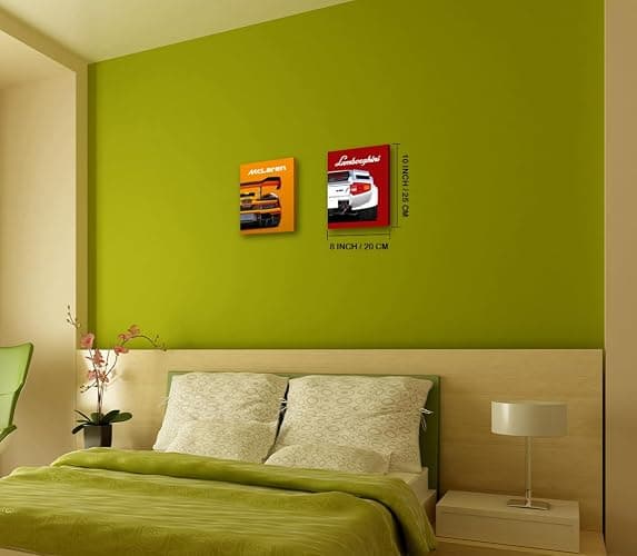 Modern Car Posters Classic Supercar Wall Art Prints, Ferrari Lamborghini McLaren Pagani Canvas Posters for Man Cave Boys Room Wall Decor, Sports Car Art Prints, 4 Set - 8"x10" Frame, Ready to Hang thumbnail 7