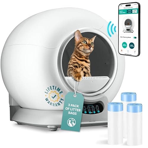 Self Cleaning Litter Box, Automatic Cat Litter Box Self Cleaning for Multiple Cats, Robot Automatic Litter Box Scoop Free Covered Ultra Cleaning -Odor Removal -APP Control Litter Box (Pack of 3 Bags) - Gray Bundle 3 Pack - Image 1