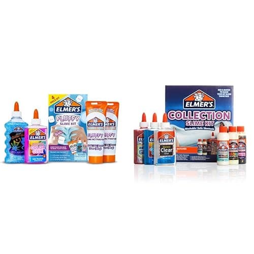 Elmer’s Fluffy Slime Kit, 4 Count & Collection Slime Kit Supplies, 6 Count - Image 1