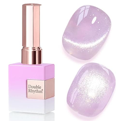 Double Rhythm 0.5 Oz Cat Eye Gel Polish with Magnet Same Color Same Bottle Holographic Glitter Shimmer Translucent Color Salon 15 ML Magnetic Nail Art (Purple-MC1158) - Image 1
