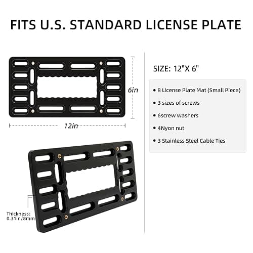 XCLPF Front License Plate Bracket,No Drill Front License Plate Holder,Front License Plate mounting kit,Universal Bumper Car Frame Mount Adapter with Stainless Steel Screw Cap,Cable Ties thumbnail 4