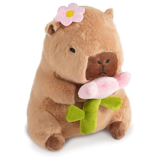 CHDBLOCK Flower Capybara Plush, Cute Capybara Plush Pillow Kawaii Flower Stuffed Aniamls Capybara Plushies Toys Gifts for Kids 11 inch - Image 1