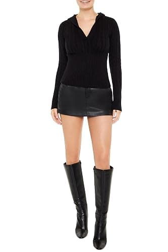 Forever 21 Womens Hooded Cable Knit Sweater thumbnail 3