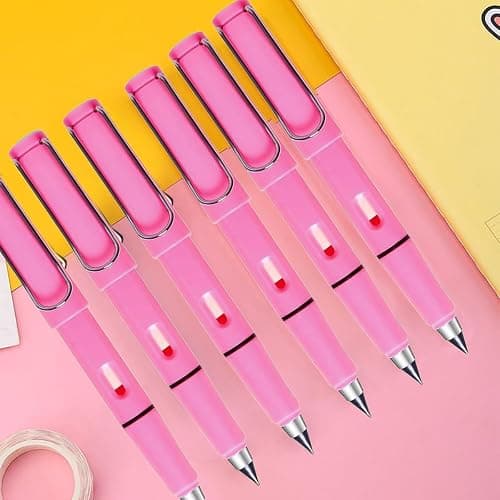 XIUSHE 8PCS Pink Infinity Forever Pencils for Writing-0.7mm Infinite Everlasting Metal Inkless Pencils Set,Technology Magic Writing Pencil For School Office Professional Use (Pink,8) thumbnail 3