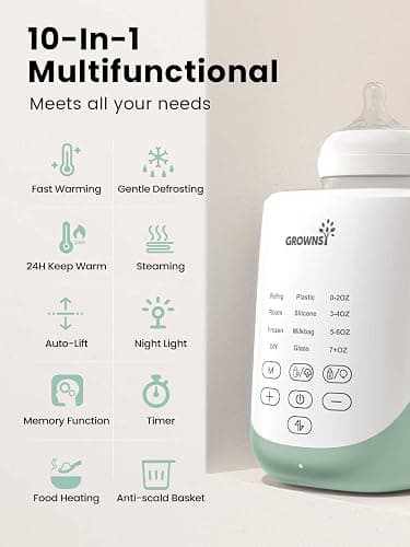 GROWNSY Nutri Bottle Warmer with Innovative Auto-Lift Feature, 10-in-1 Fast Baby Bottle Warmer with Night Light, Retain Nutrients Milk Warmer for All Bottles thumbnail 6